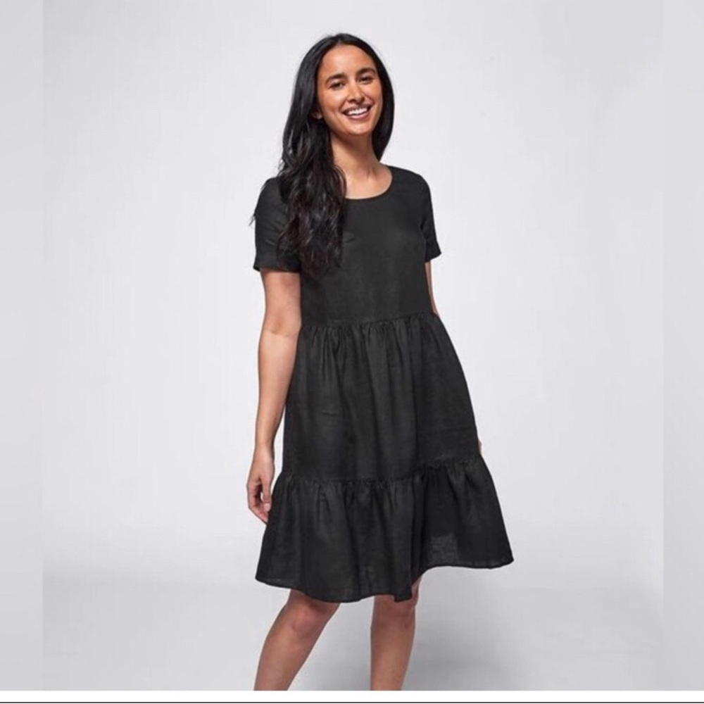 Valentina Naldo 100% Linen Tiered Dress